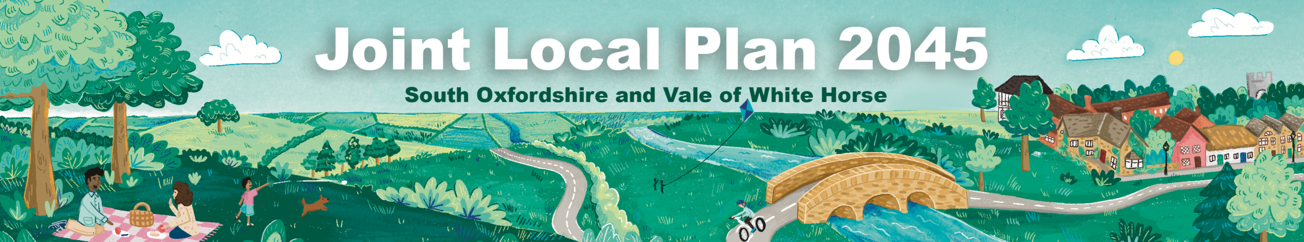 Joint Local Plan 2045 banner with illustration of countryside view