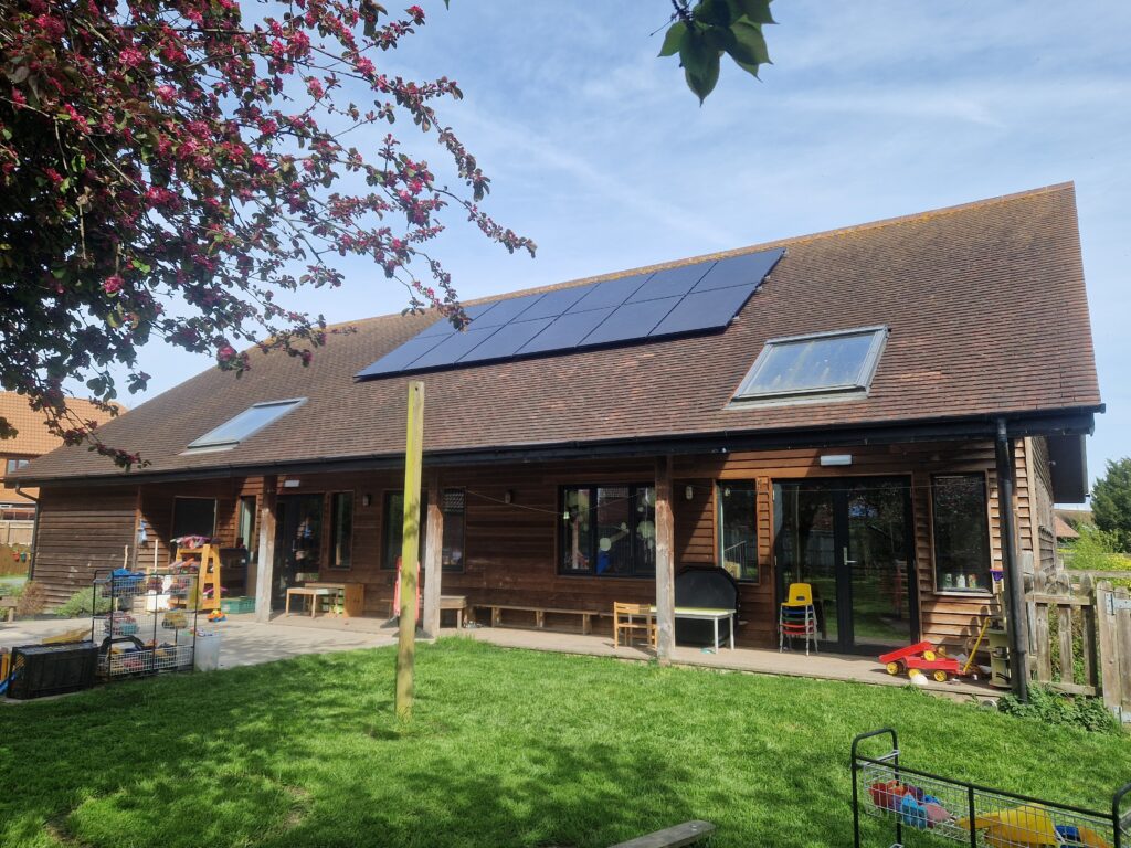 Solar panels on pre-school roof