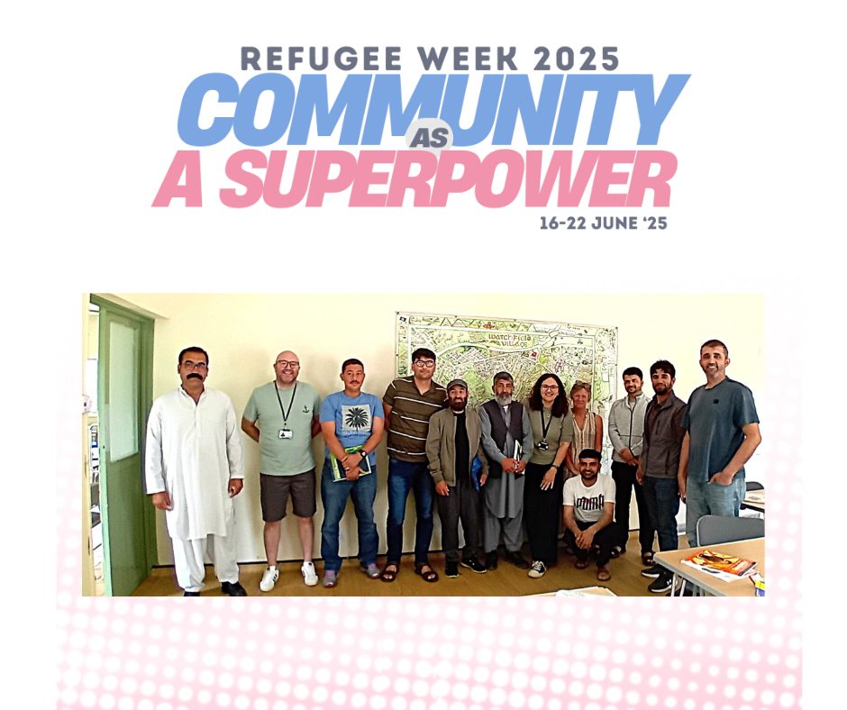 guests from Afghanistan with community support officers from the council at a weekly support drop in event