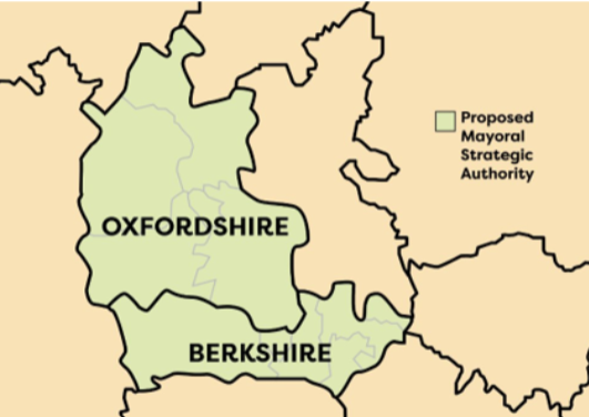 Image showing a map of Oxfordshire and Berkshire as part of a mayoral strategic authority.