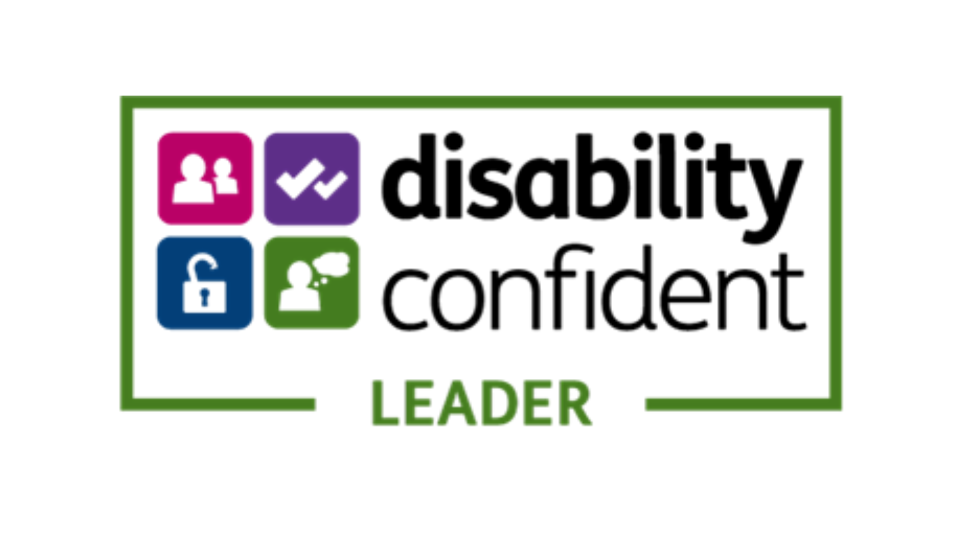 white background with the words Disability Confident Leader