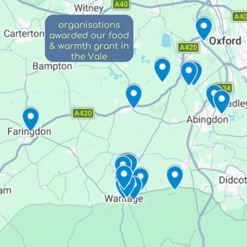 map of vale orgs awarded food and wamth grant